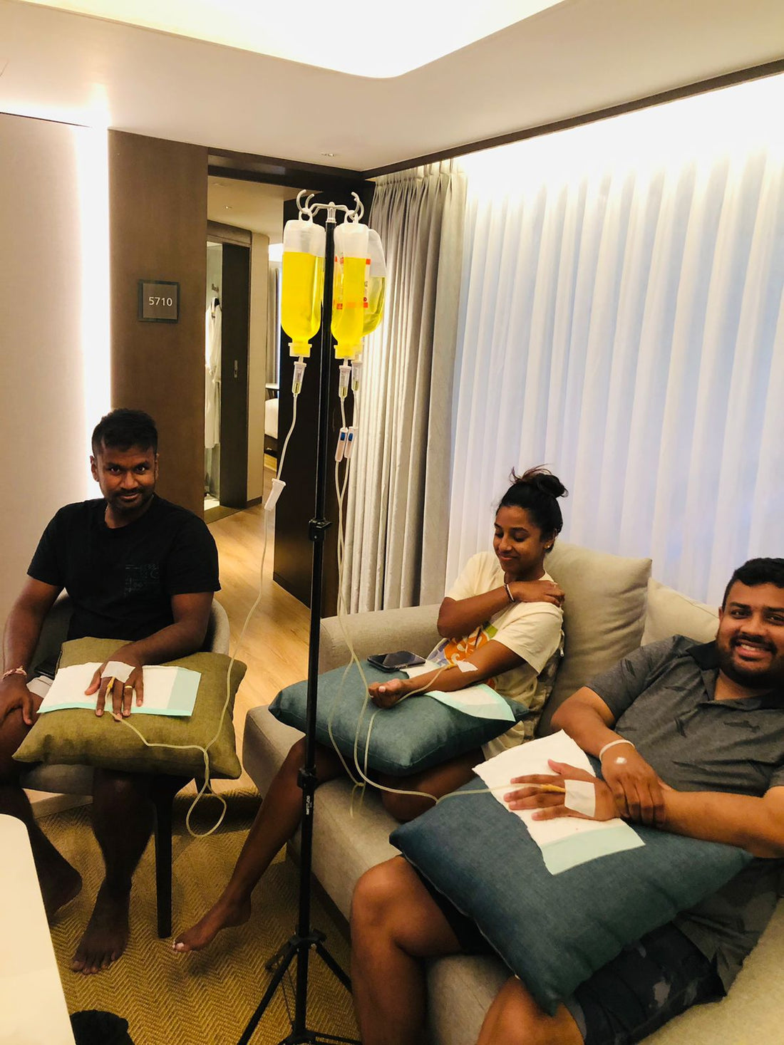 Client receiving IV drip at luxury resort in Nusa Dua Bali